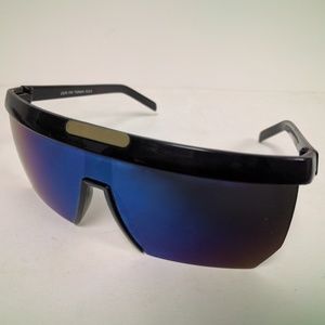 Vintage fashion semi-rimless sports blade w/ iridium blue smoke lens sunglasses